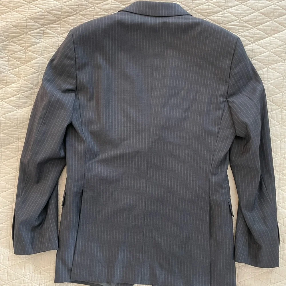 Theory Made in Canada Striped Wool Peak Lapel Jacket in‎ Gray 40 R $595